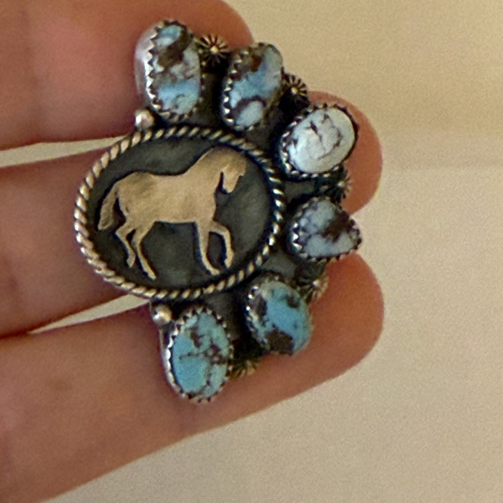 Turquoise & Sterling Silver Rodeo Ring - Picture 8 of 9